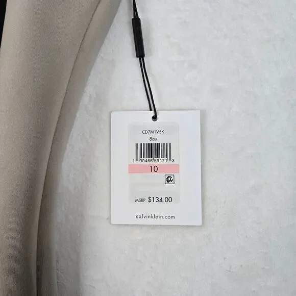 Calvin Klein Color Block Sheath Dress Womens 10 Knee Length Sleeveless 0679 - Picture 4 of 10